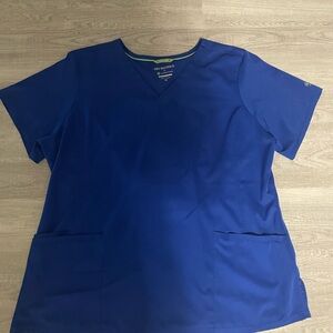 Women’s 2XL Healing Hands Royal Blue scrub top